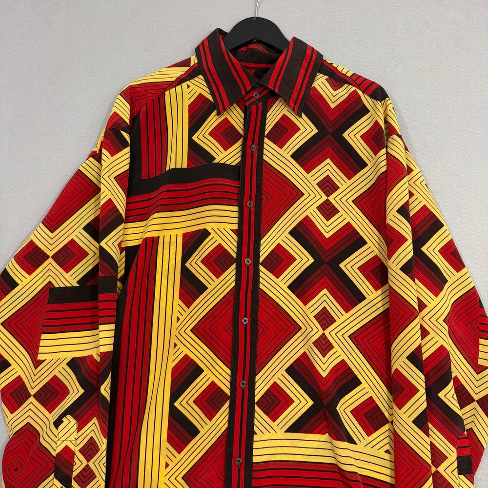 Vintage Prestige Button Up Shirt Mens Extra Large Geometric Abstract Party Disco - Picture 3 of 10
